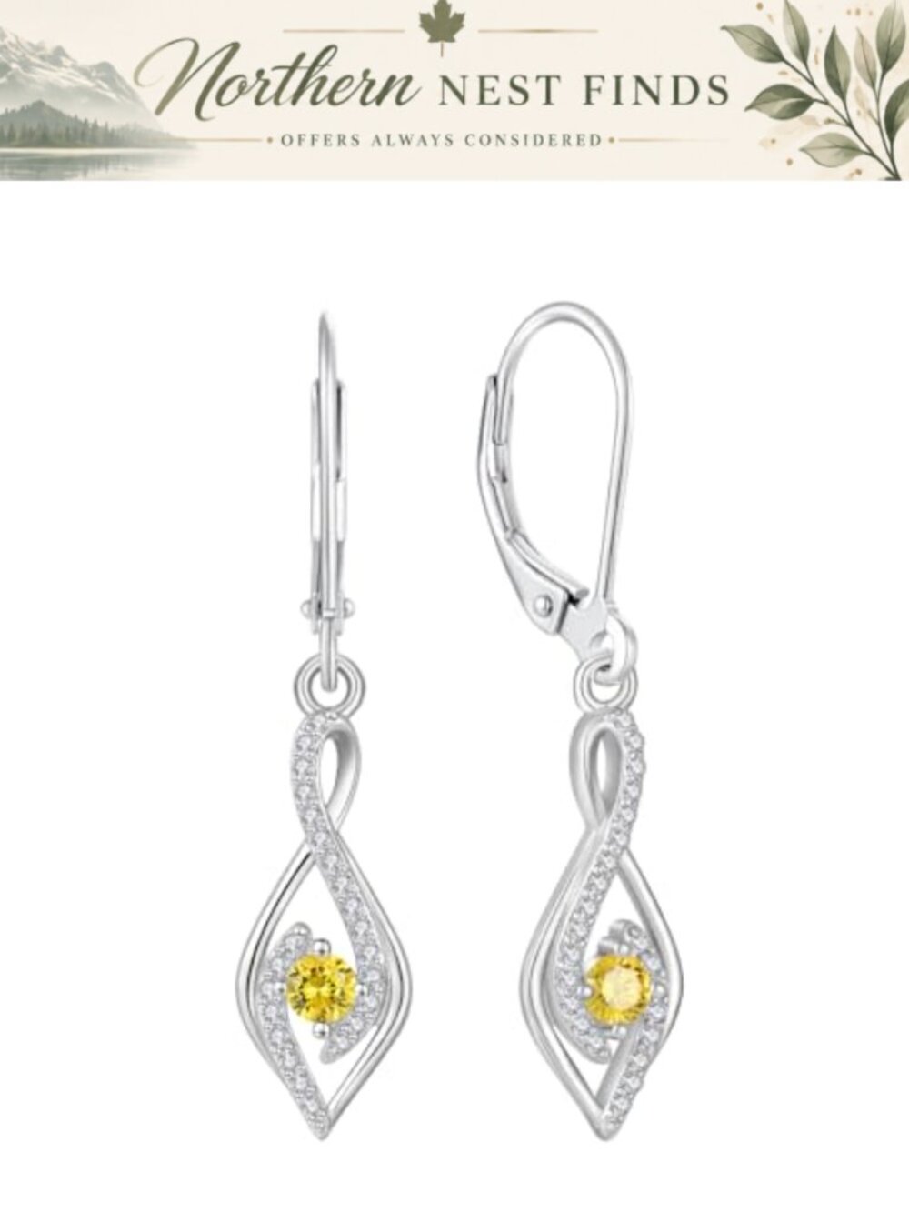 925 Sterling Silver Infinity Dangle Drop Earrings Birthstone Gift for Her
